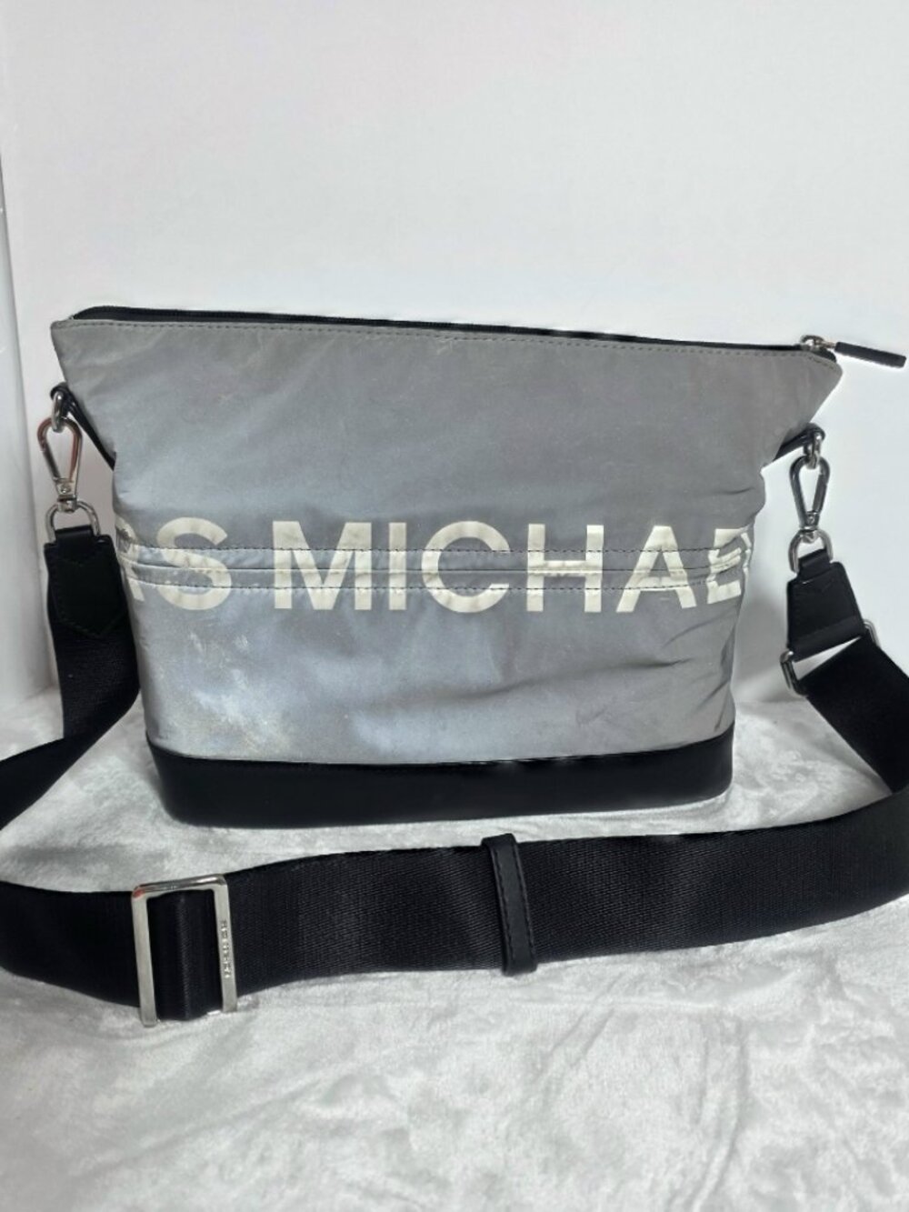 Michael Kors Sport Nylon Crossbody Messenger in Silver